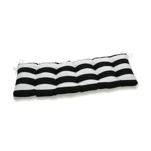 Striped Rectangular Outdoor Bench Cushion in Black