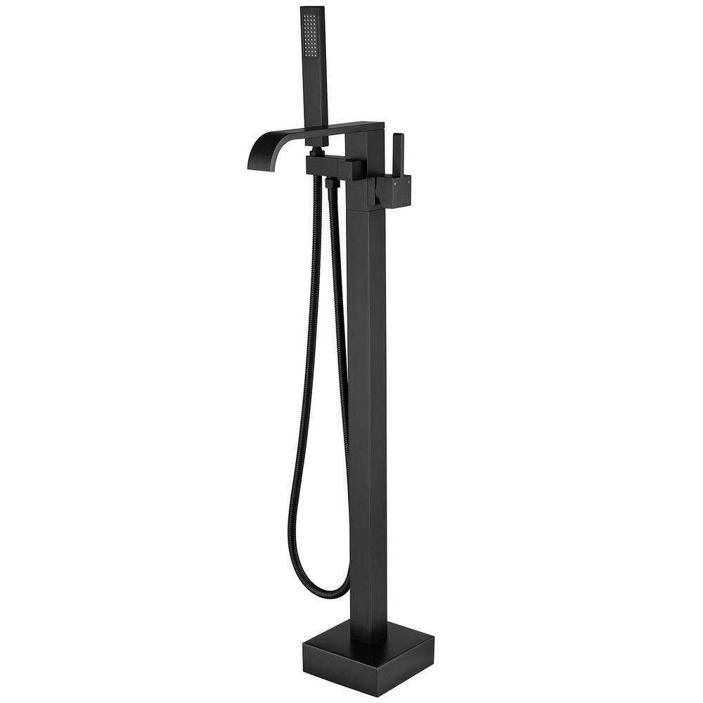 Freestanding Single-Handle Floor Mount Bathtub Faucet Filler with Handshowe
