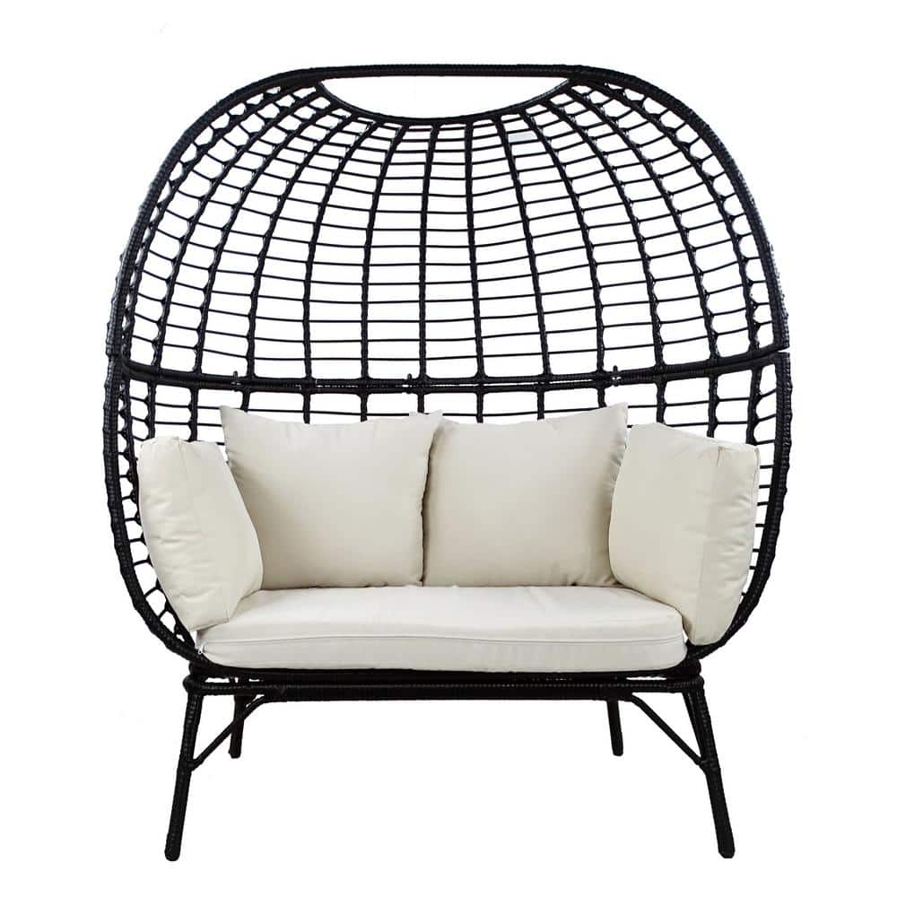 Black Double Seat Egg Chair with Cushions