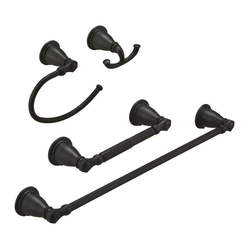 Bathroom Hardware Set 4-Piece Bath Hardware Set with Towel Bar, Robe Hook, Toilet Paper Holder in Oil Rubbed Bronze price history on PriceWatchPro