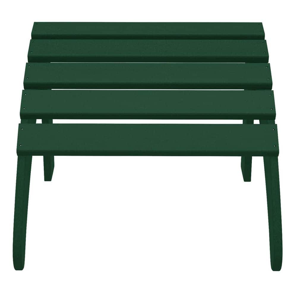 Dark Green HDPE Foldable Curved-Leg Outdoor Ottoman