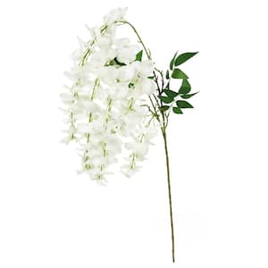 44 in. Cream White Artificial Japanese Wisteria Flower Stem Hanging Spray Bush (Set of 3)