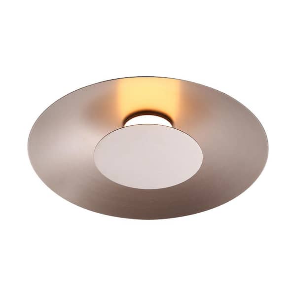 Golden Lighting - Luma 11.75 in. 12-Watt Soft Modern Coffee Silver Integrated LED Flush Mount with Coffee Silver Shade