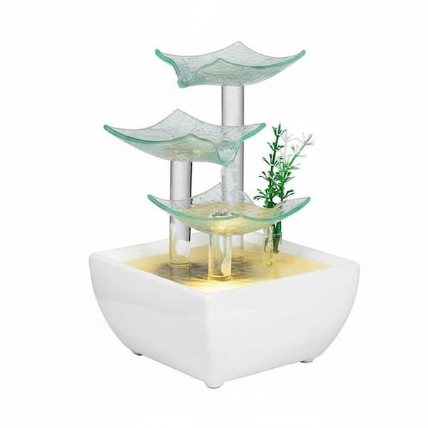 Ceramic and Glass Tabletop Waterfall Fountain