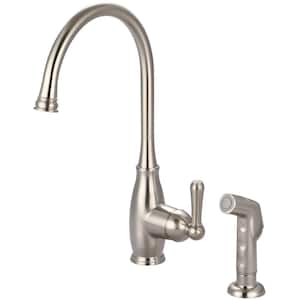 Single Handle Standard Kitchen Faucet with Side Spray in Brushed Nickel