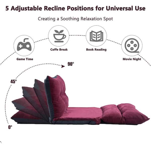  Giantex Convertible Sofa Bed, Floor Couch with 2 Pillows, PU  Leather Loveseat Recliner, Folding Lazy Sleeper Sofa, 5 Position, Video Gaming  Sofa Mattress for Reading Living Room Bedroom : Home & Kitchen