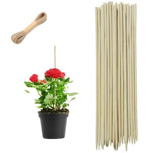 16 in. Bamboo Skewers With 65.6 ft. Long Twine 5 mm Thick Round To Support Plant, 50-Piece