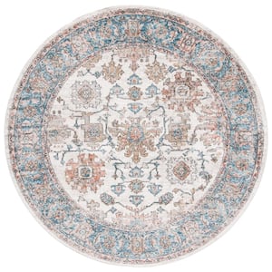 Shivan Gray/Blue 7 ft. x 7 ft. Geometric Medallion Round Area Rug