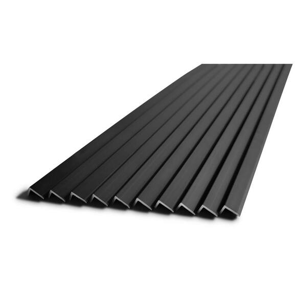sunwings Matte Black 12 in. x 0.18 in. Aluminum Peel and Stick Backsplash Tile Edge Trim (10