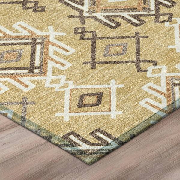 Chantille Machine Washable Indoor/Outdoor Abstract ACN3042 Gold 3 ft. x 5 ft. Area Rug