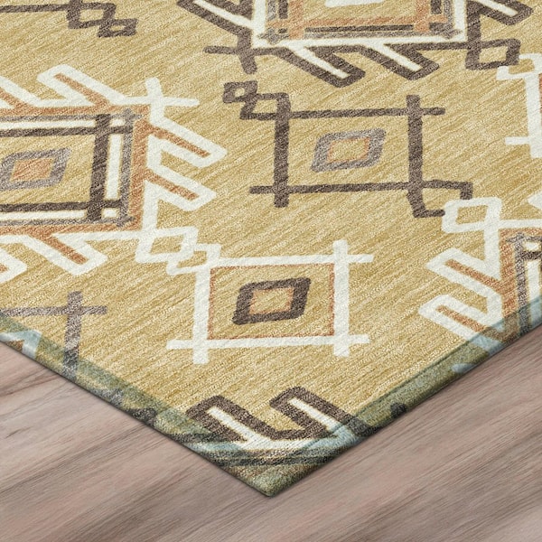 Chantille Machine Washable Indoor/Outdoor Abstract ACN3042 Gold 5 ft. x 7 ft. 6 in. Area Rug