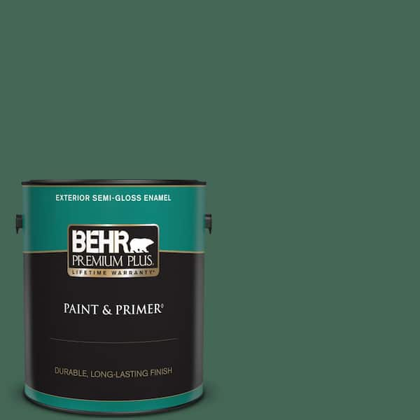 BEHR PREMIUM PLUS 1 gal. #M420-7 Billiard Green Semi-Gloss Enamel Exterior Paint & Primer