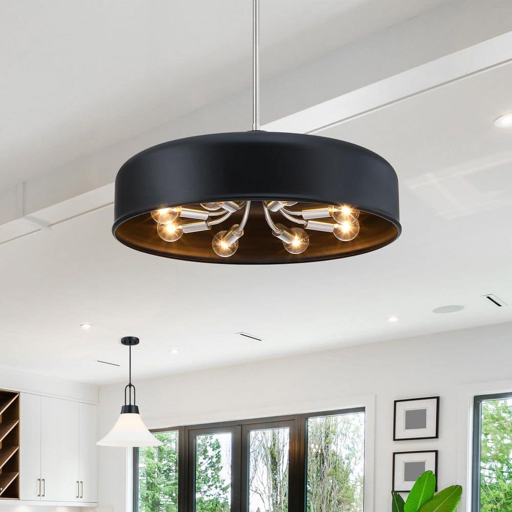 Forbidden Springs 60-Watt 8-Light Matte Black Down Pendant Light with Metal Shade price history on PriceWatchPro