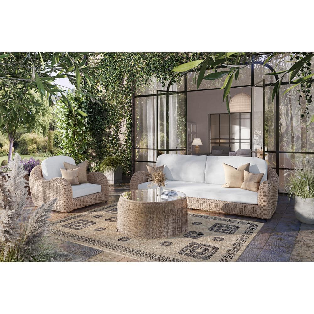 Katalina 3-Piece Patio and Backyard Poly Hyacinth Conversation Set with Alu