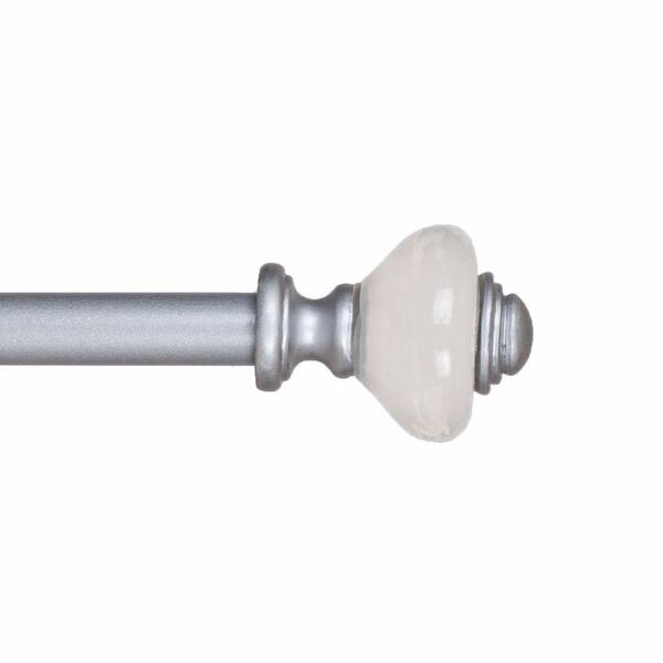 Lavish Home 48 in. - 86 in. Telescoping 3/4 in. Single Curtain Rod in Silver with Resin Finial
