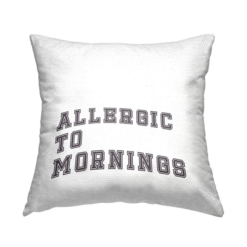 Allergic To Mornings Casual White Varsity Text Black Square Outdoor Throw Pillow price history on PriceWatchPro