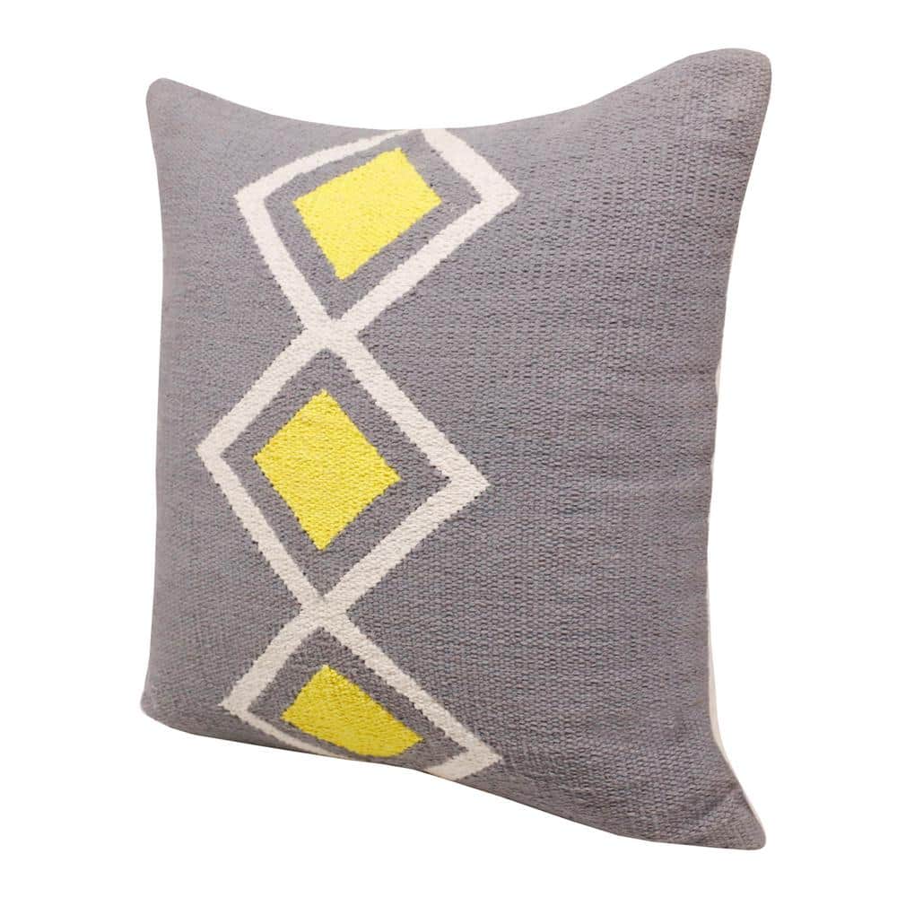 Southwestern Gray and Yellow Cotton Geometric Throw Pillow