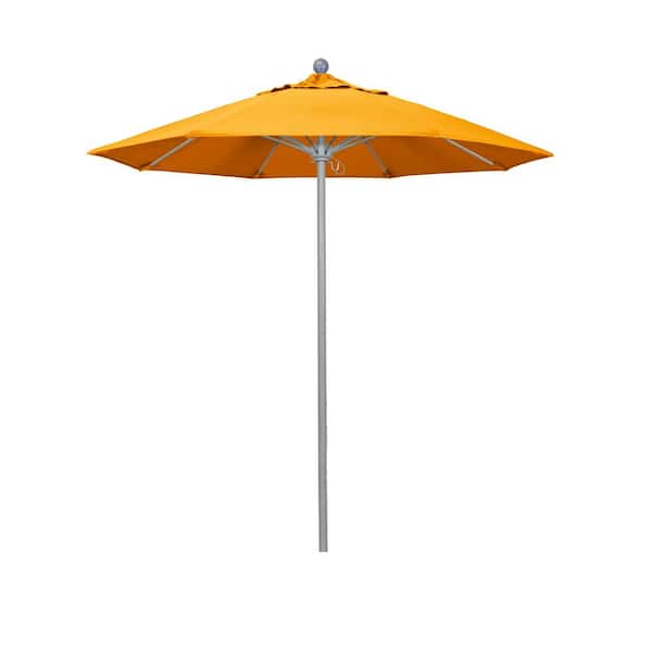 California Umbrella 7.5 ft. Gray Woodgrain Aluminum Commercial Market Patio Umbrella FiberglassRibs Push Lift in Dandelion Pacifica Premium