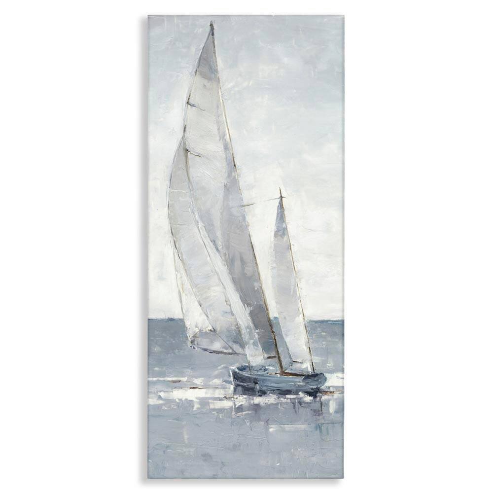 Grey Sailboat Nautical Abstraction by Ethan Harper Unframed Graphic Art Print Coastal 24 in. x 10 in. price history on PriceWatchPro