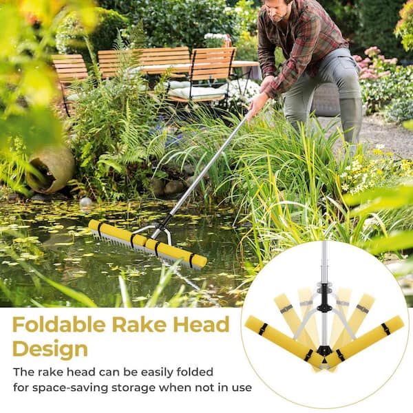 ANGELES HOME 92 in. Aluminum Floating Weed Lake Rake 36 in. Aquatic Pond Weed Cutter with Foam Floats 11NP8CK307 The Home Depot