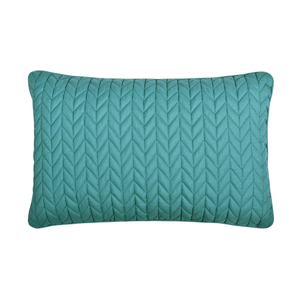 Cabo Polyester Turquoise Quilted Boudoir Decorative Throw Pillow 12 in. X 2