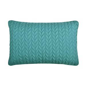 Cabo Polyester Turquoise Quilted Boudoir Decorative Throw Pillow 12 in. X 20 in.