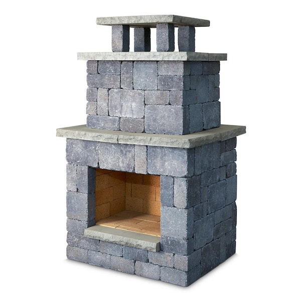 Necessories 70 in. H Outdoor Concrete Block Bluestone Compact Fireplace