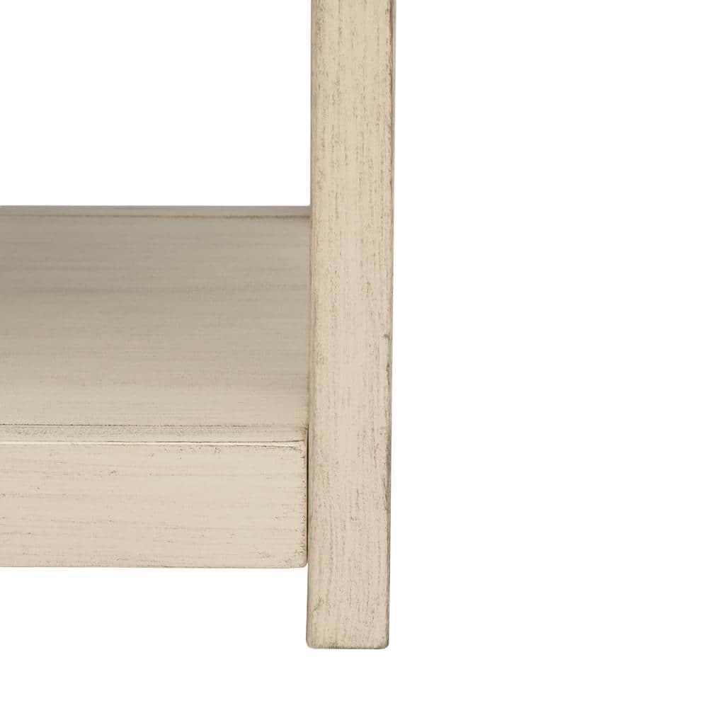 Antique White Wood and Metal Console Table with Storage