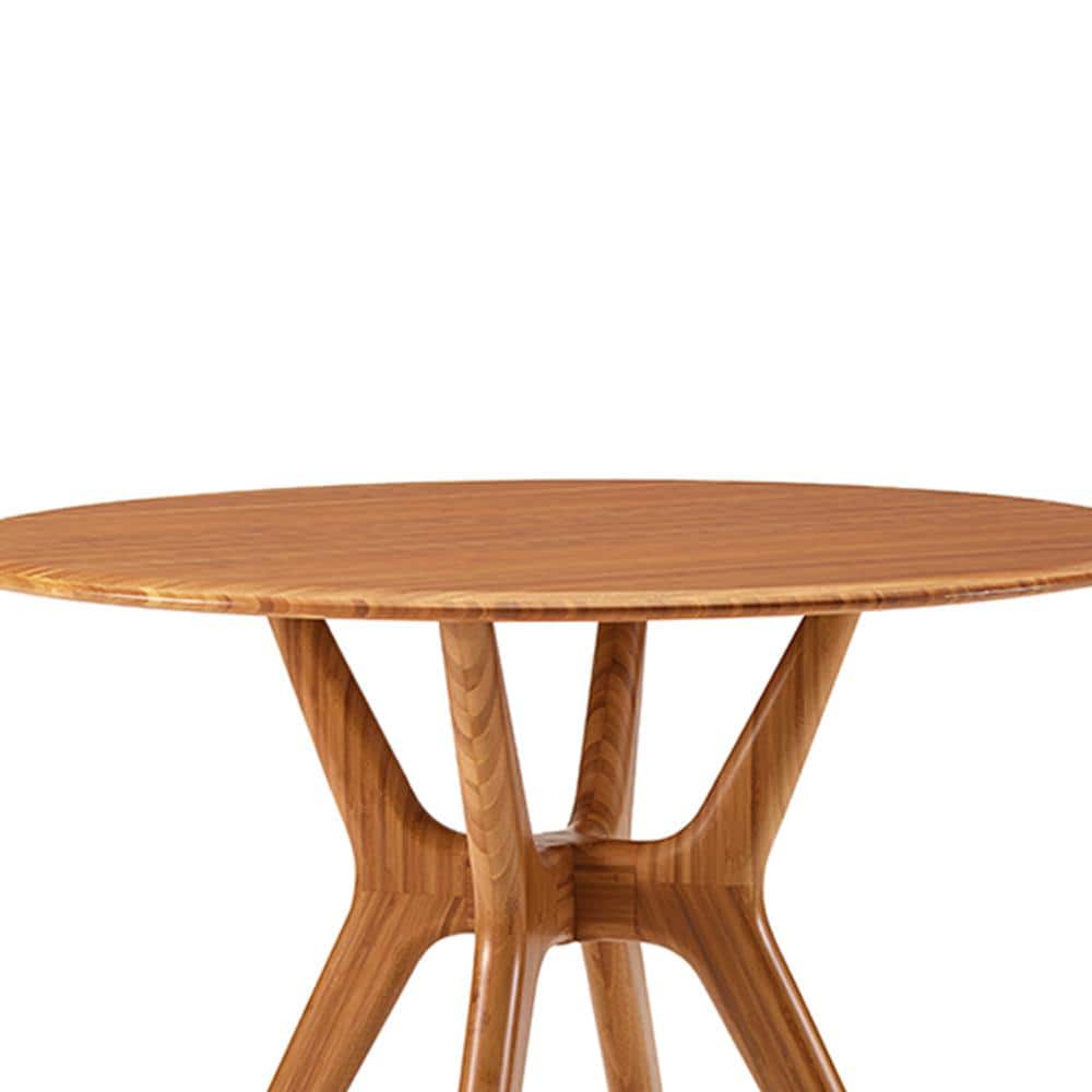 Sitka 36" Amber Round Mid-Century Modern Bamboo Dining Table
