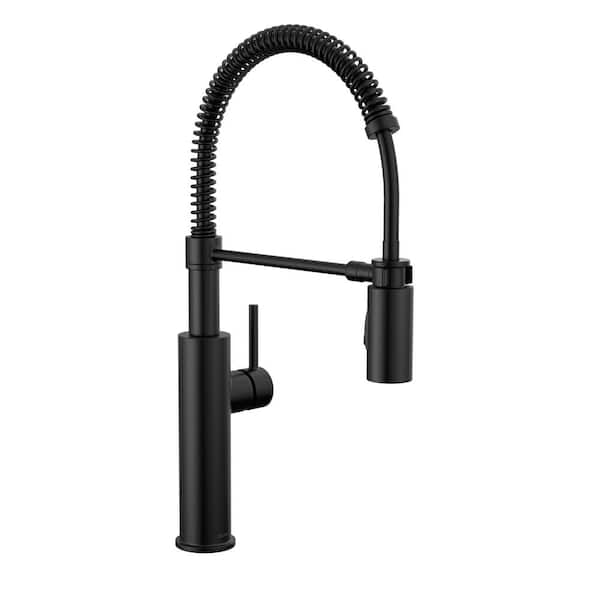 Antoni Single-Handle Pull-Down Sprayer Kitchen Faucet with Spring Spout in Matte Black