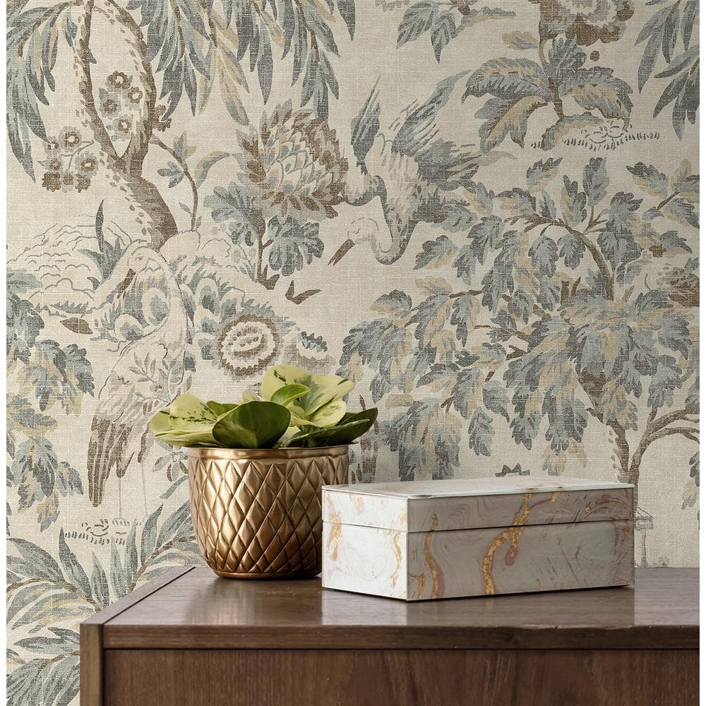 Stone Scenic Botanical Peel and Stick Vinyl Wallpaper