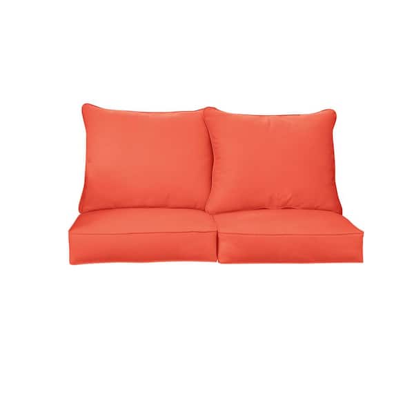 SORRA HOME 23 in. x 23.5 in. x 22 in. 4-Piece Deep Seating Indoor/Outdoor Loveseat Cushion in Sunbrella Canvas Melon