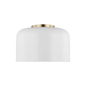 Malone 10.75 in. 1-Light Matte White Small Ceiling Flush Mount with LED Bulb