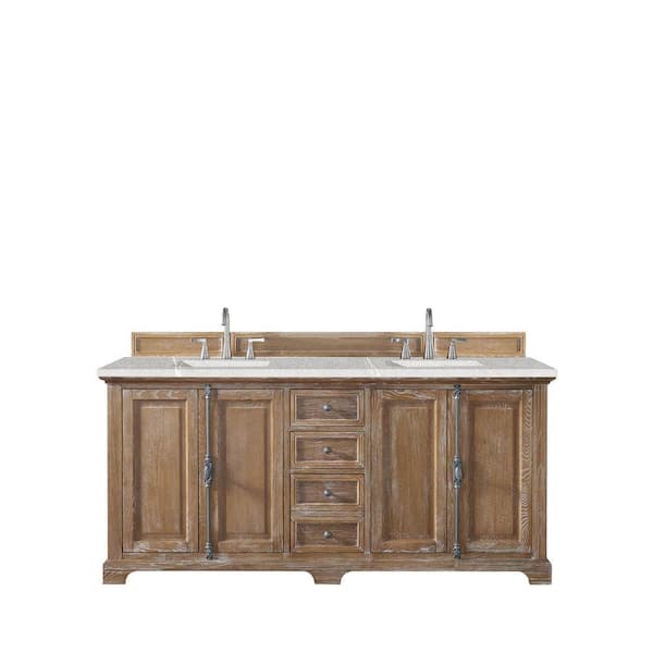 James Martin Vanities Providence 72 in. W x 23.5 in. D x 34.3 in. H Double Bath Vanity in Driftwood with Eternal Serena Quartz Top