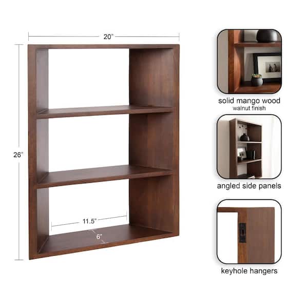 Kate and Laurel Akita 20 in. W x 6 in. D Walnut Brown Wood