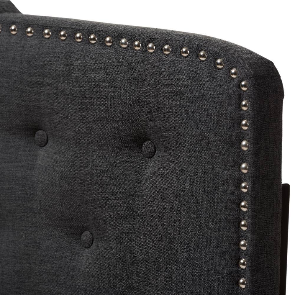 Dark Gray Tufted King Upholstered Headboard with Nailhead Trim