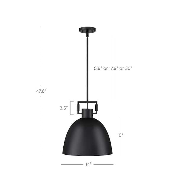 Nathan James 2-Light Matte Black Shaded Hanging Ceiling Pendant