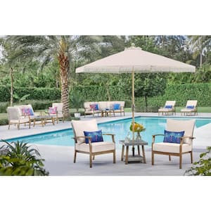 Beachside 3-Piece Rope Look Steel Outdoor Patio Bistro Set with CushionGuard Almond Tan Cushions