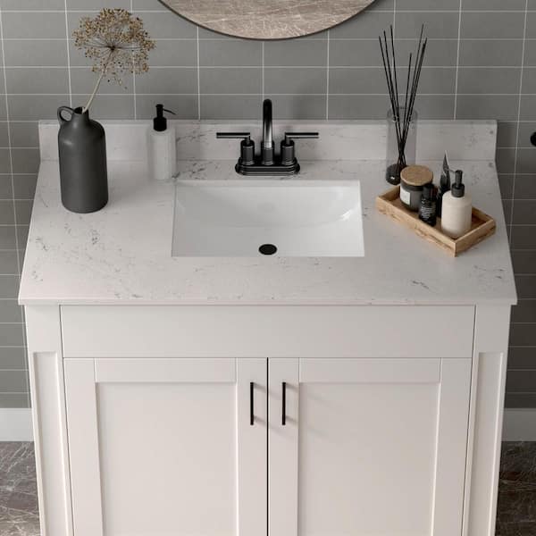 Premium Cultured Marble Vanity Tops 31-in Winter Sky offers Single Sink Bathroom Vanit