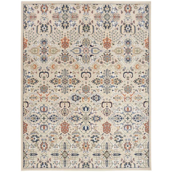 Nourison Allur Beige 7 ft. x 10 ft. Abstract Medallion Transitional Area Rug