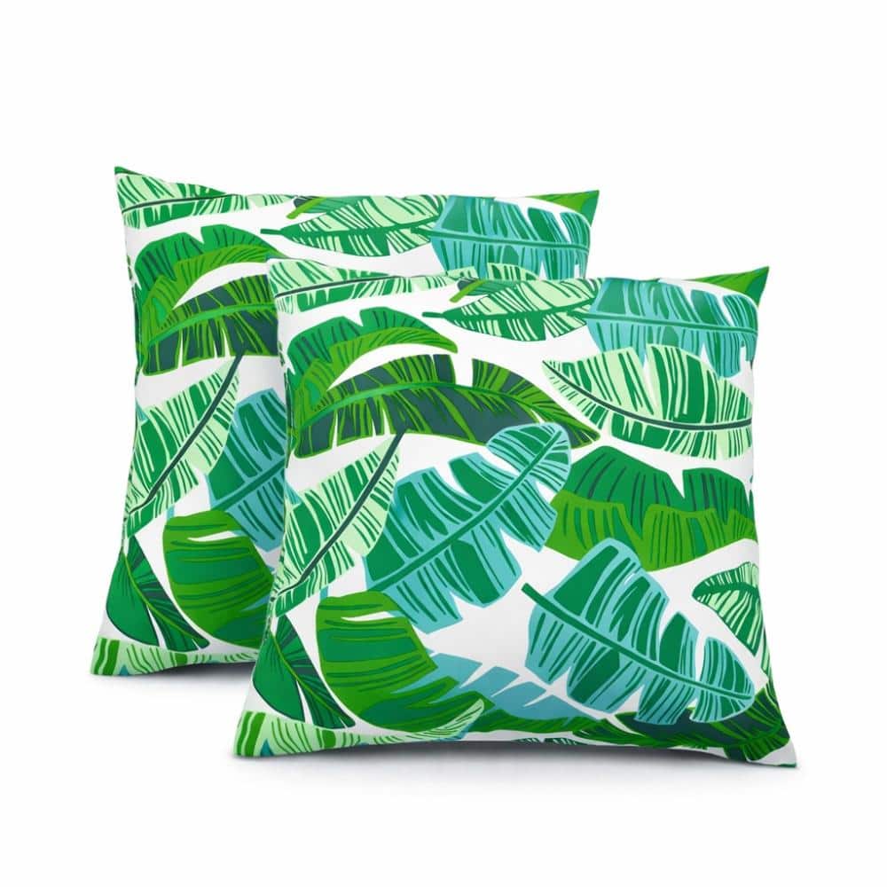 2-Pack Square Reversible Outdoor Throw Pillows, Waterproof & Fade-Resistant Decorative Cushions (Banana Leaf) price history on PriceWatchPro