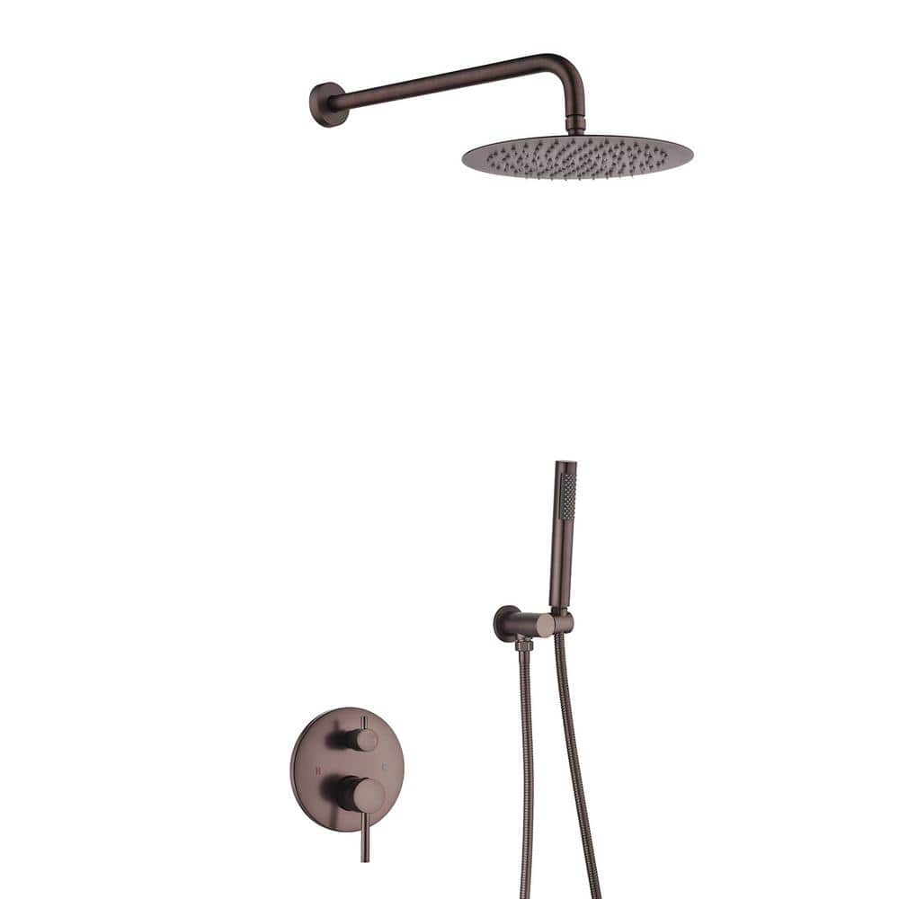 Single Handle 2-Spray 10in. Round Shower Faucet 1.5 GPM with High Pressure 