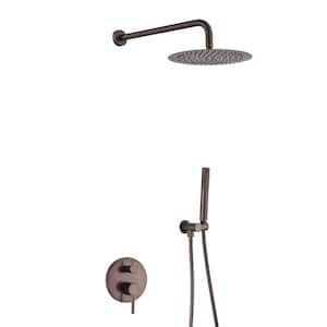 Single Handle 2-Spray 10in. Round Shower Faucet 1.5 GPM with High Pressure in. Oil Rubbed Bronze (Valve Included)