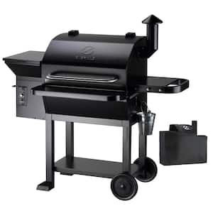 1056 sq. in. Wood Pellet Grill in Black with Foldable Front Shelf, Grill Cover Included