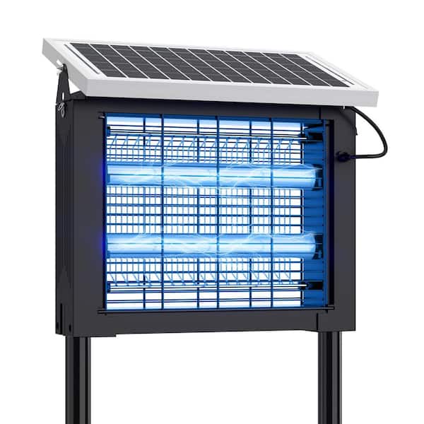 10-Watt Solar Bug Zapper Electric Outdoor Indoor Mosquito Killer Insect Pest Repellent w/ Hanging Chain and Ground Stake