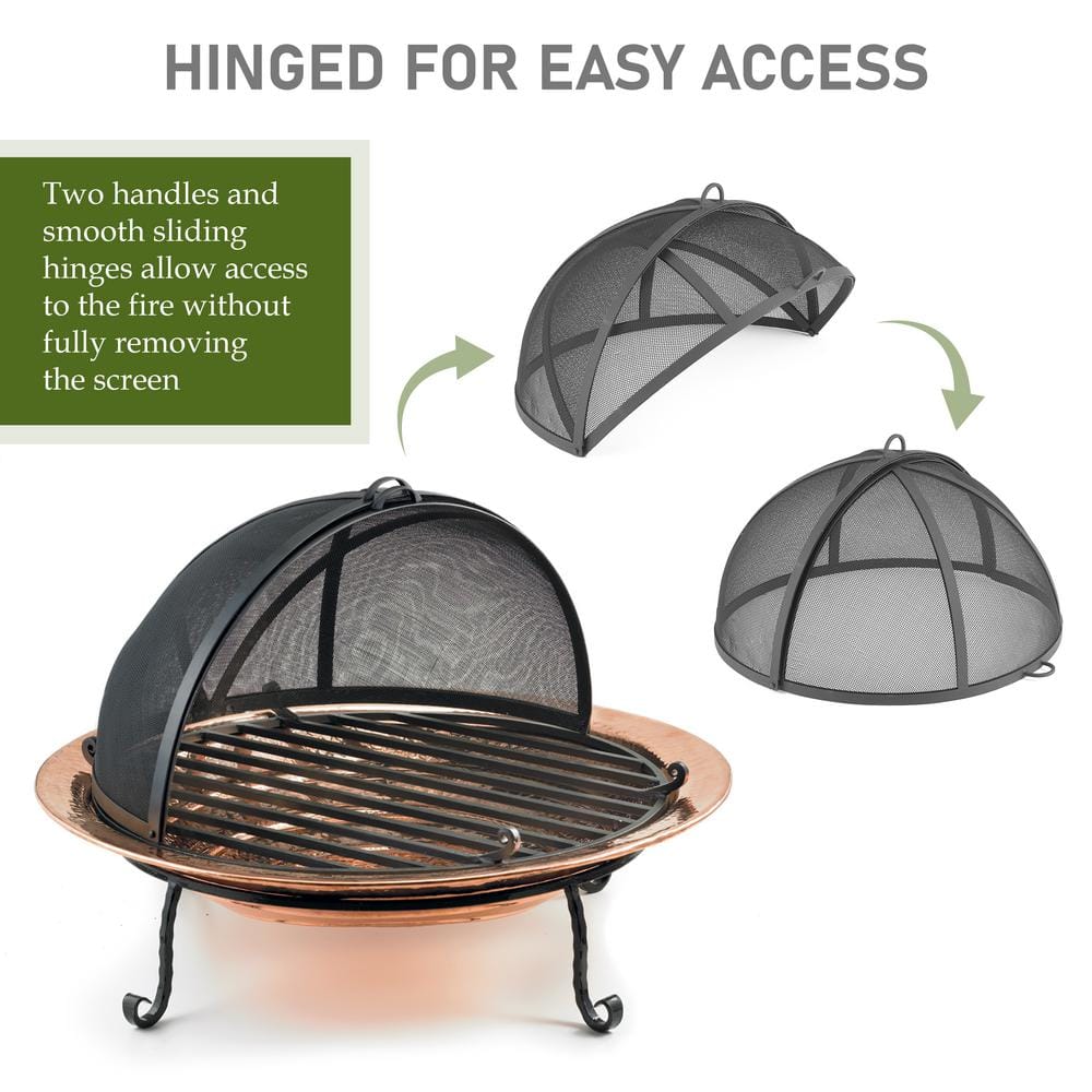 Medium Black Powder-Coated Steel Mesh Fire Pit Spark Screen