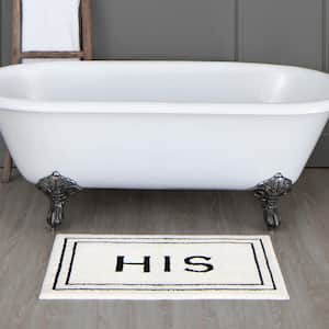 His 20 in. x 34 in. White/Black Polyester Machine Washable Bath Mat