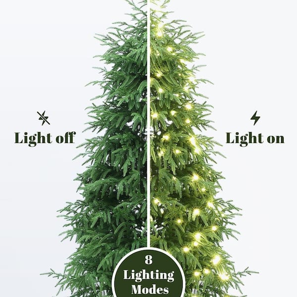 LuxenHome 7 ft. PreLit Green Full Cedar Artificial Christmas Tree