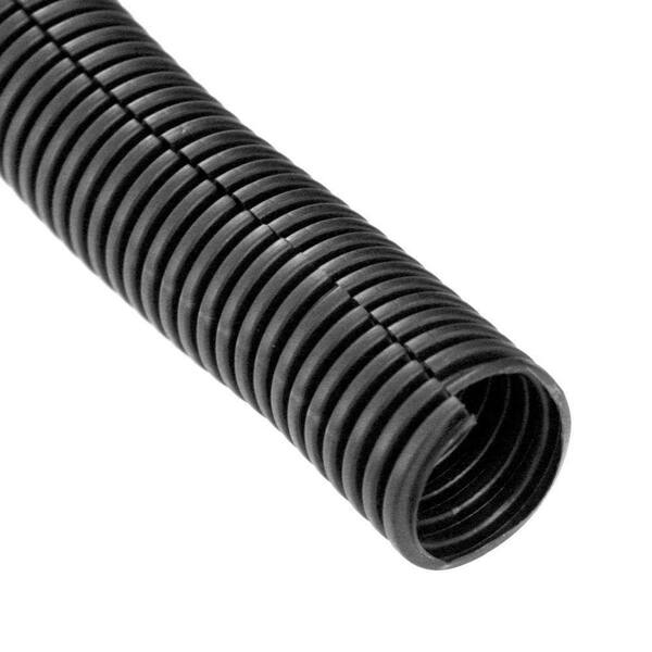 3/4 Inch HDPE Corrugated Wire Loom Tubing - 100 Ft Black, Flexible Conduit For Cables & Wires