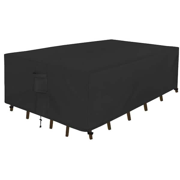 110 in. x 84 in. x 28 in. Black Rectangle Patio Furniture Cover, Waterproof Outdoor Dining Table and Chair Set Cover